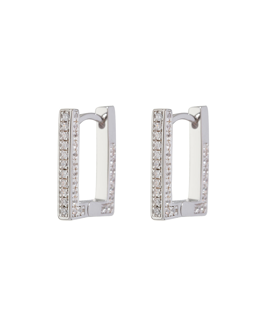 LUV AJ - Pave Mini Boxer Hoops in Silver