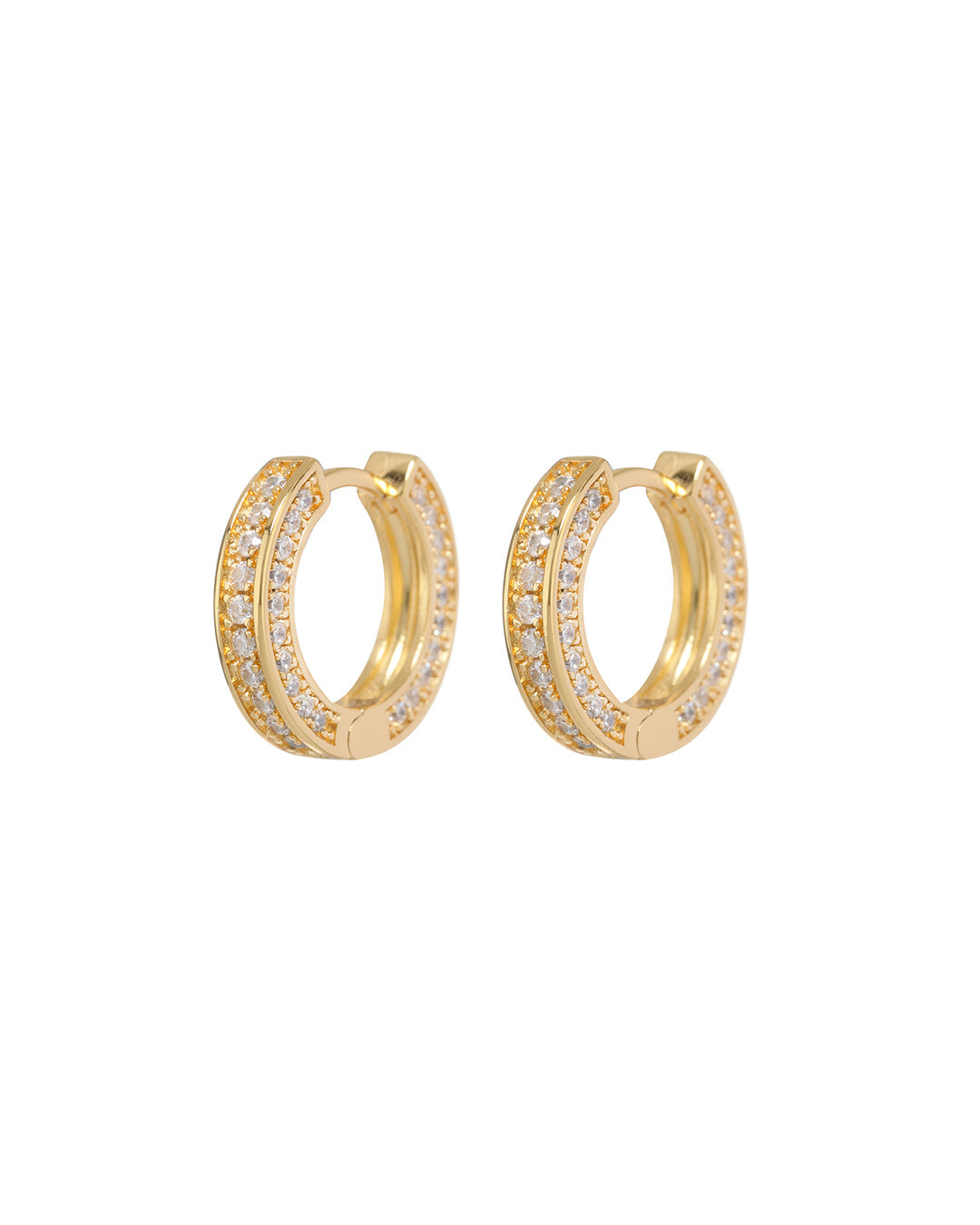 LUV AJ - Pave Mini Coco Hinge Hoops in Gold