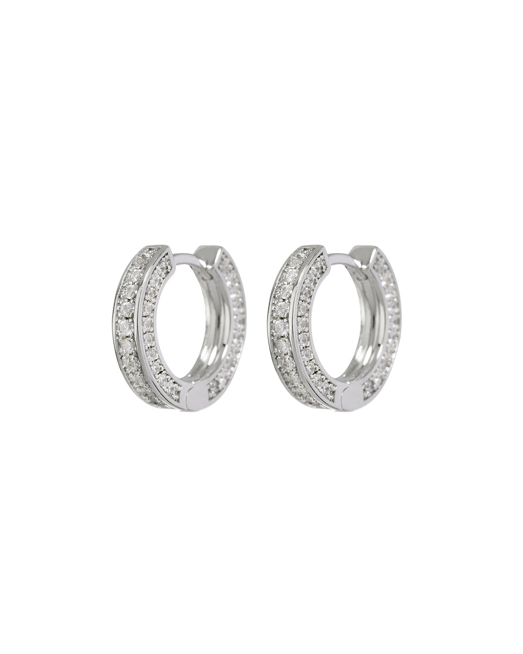 LUV AJ - Pave Mini Coco Hinge Hoops in Silver