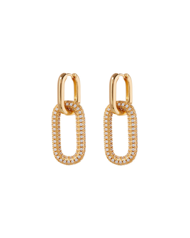 LUV AJ - Pave Simone Loop Hoops in Gold