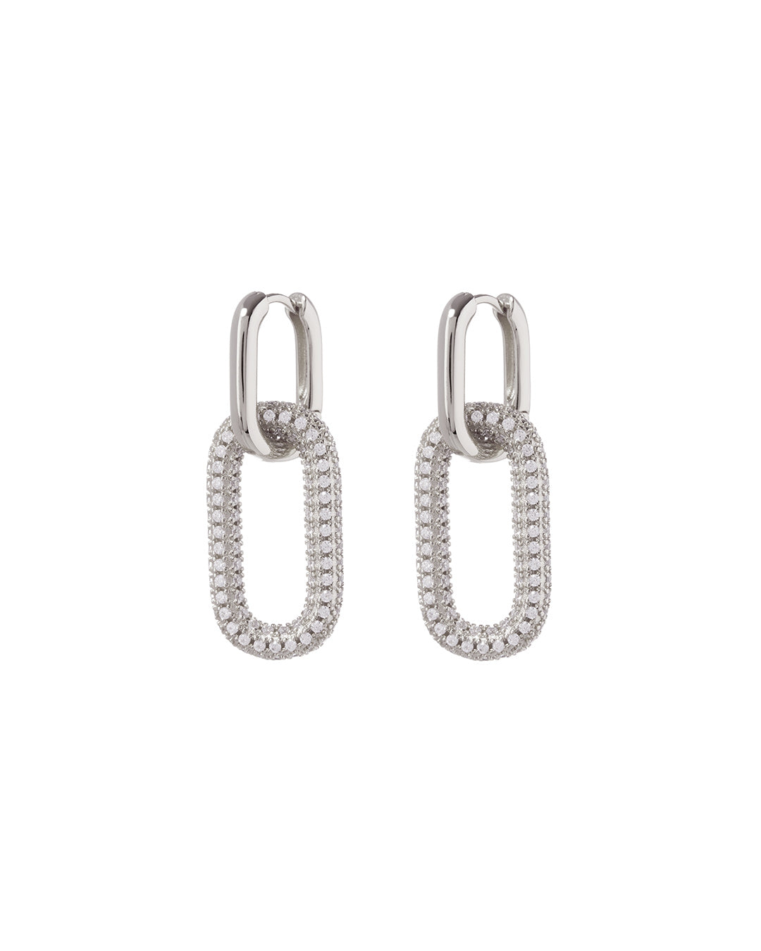 LUV AJ - Pave Simone Loop Hoops in Silver
