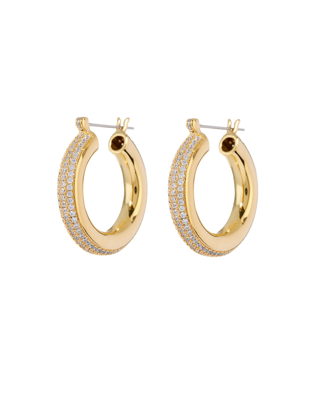 LUV AJ - Pave Stripe Baby Amalfi Hoops in Gold