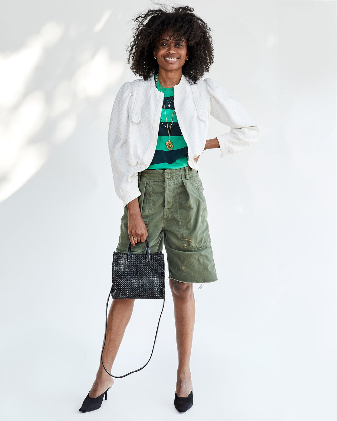 Clare V. - Petit Simple Tote in Black Rattan