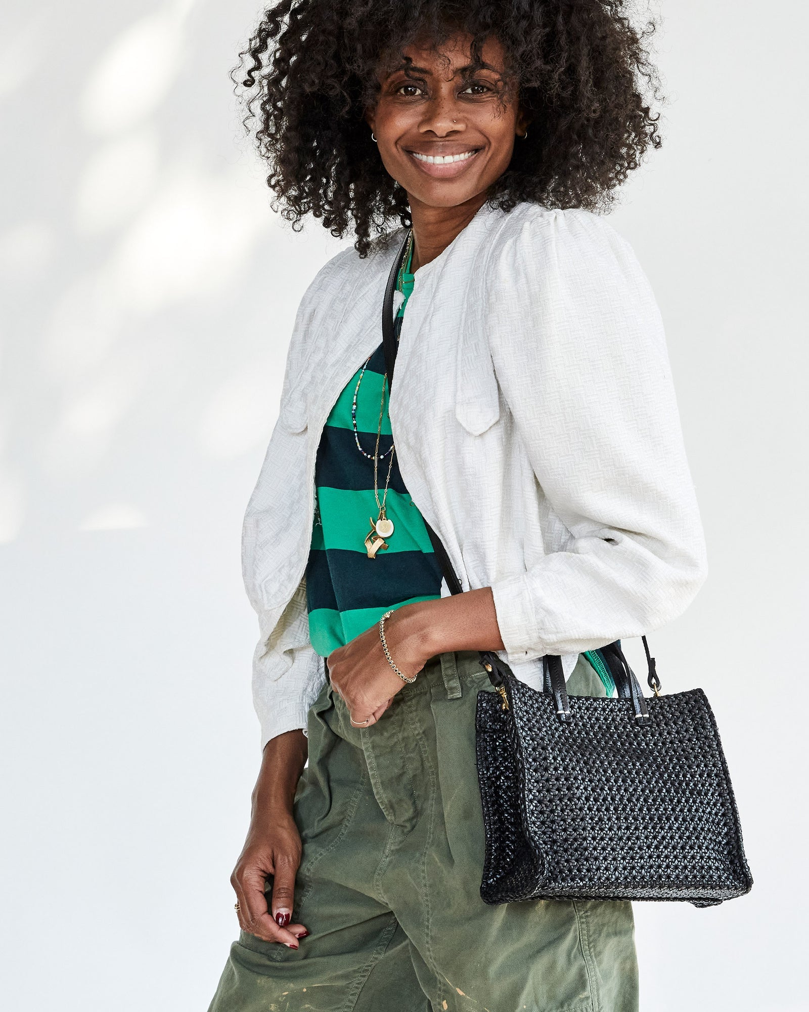 Clare V. - Petit Simple Tote in Black Rattan – Blond Genius
