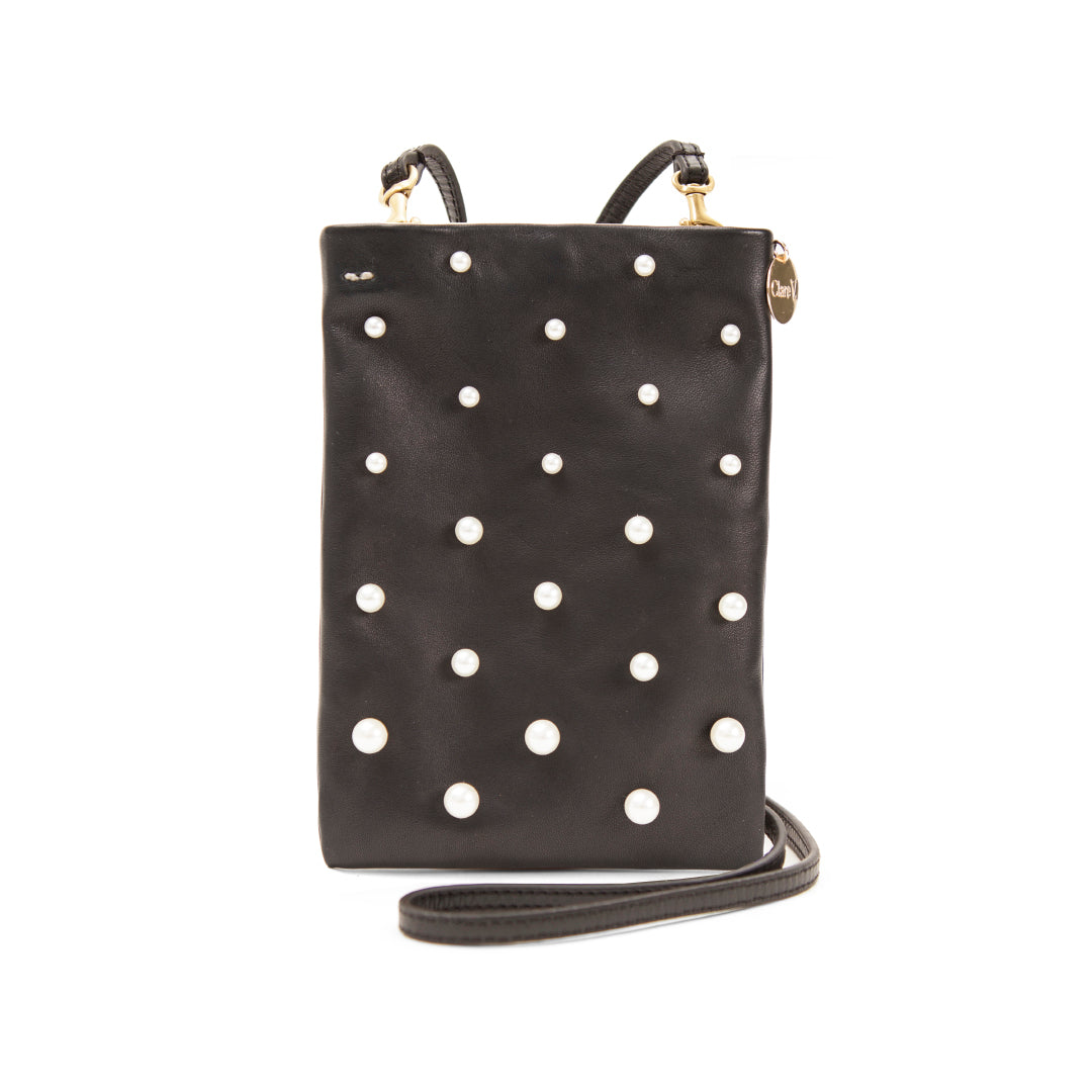 Clare V. - Poche in Black Italian Nappa w/ Pearls