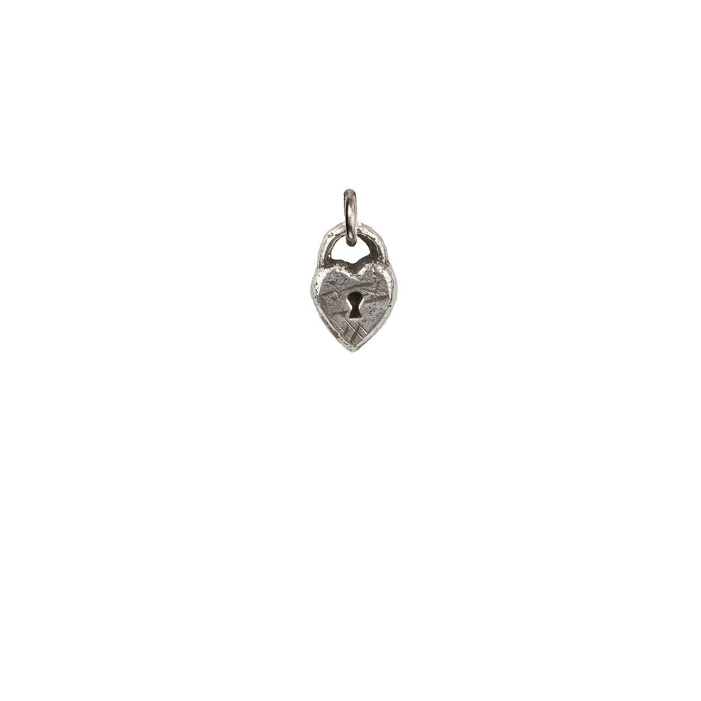 Pyrrha - Heart Lock Symbol Charm in Silver