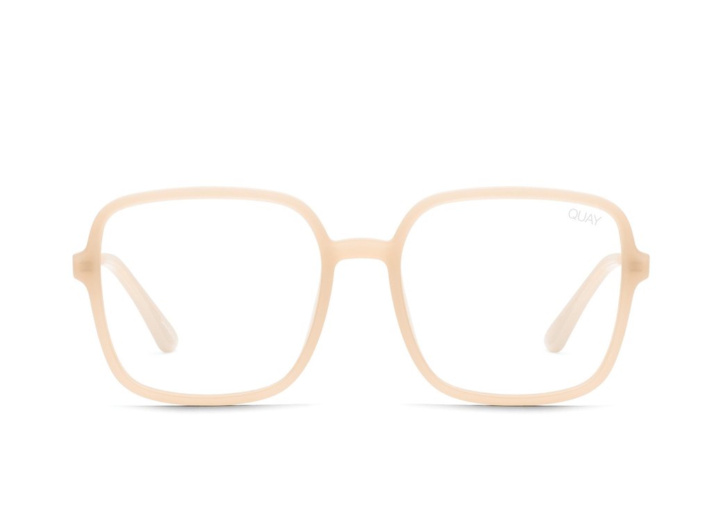 QUAY - 9 to 5 Glasses in Peach/Clear Blue Light Lens