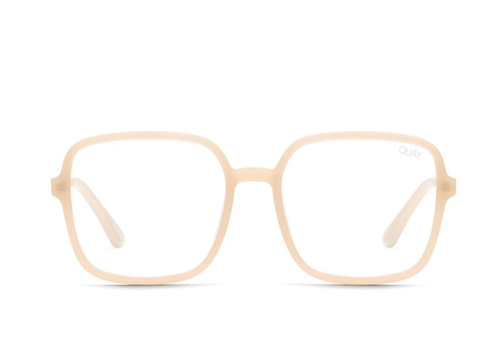 QUAY - 9 to 5 Glasses in Peach/Clear Blue Light Lens