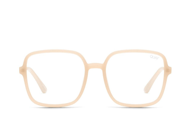 QUAY - 9 to 5 Glasses in Peach/Clear Blue Light Lens