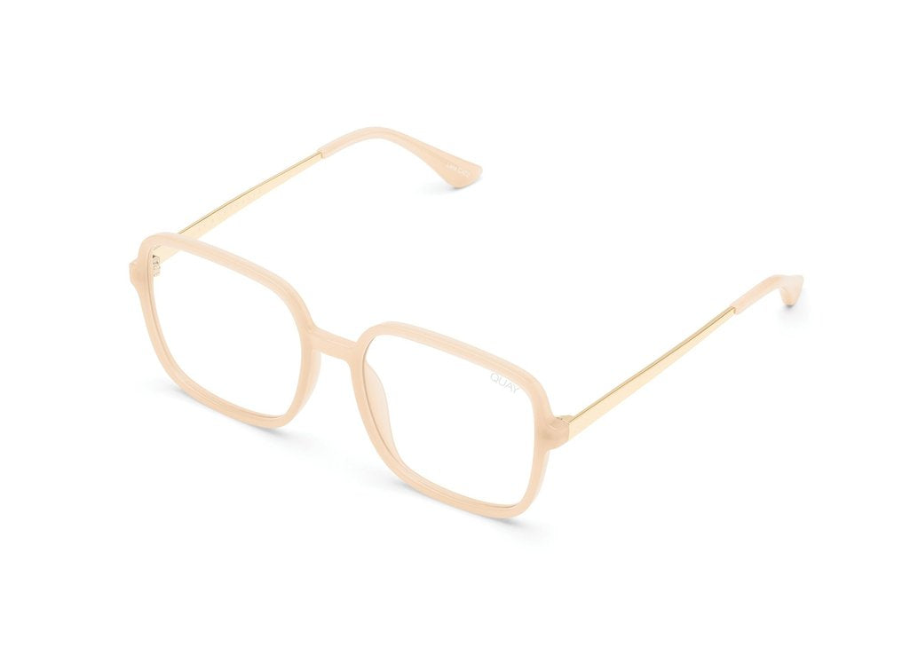 QUAY - 9 to 5 Glasses in Peach/Clear Blue Light Lens