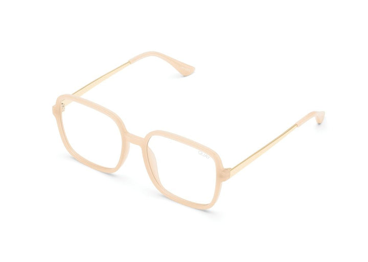 QUAY - 9 to 5 Glasses in Peach/Clear Blue Light Lens