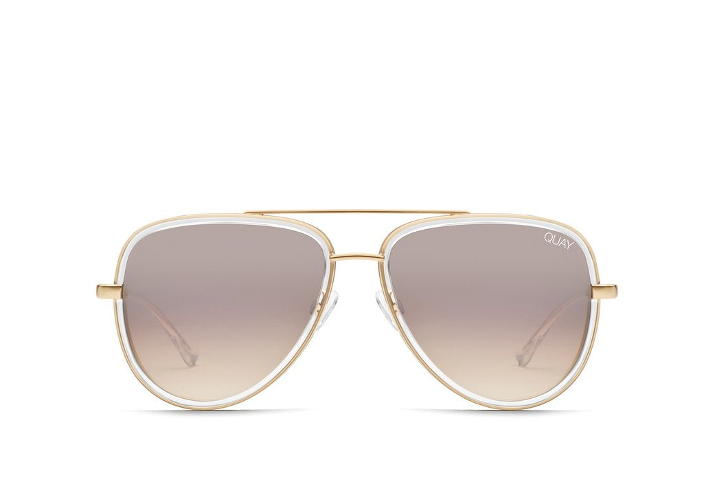Quay All In QUAY - All In Sunglasses in Mini Clear/Brown Flash Lens – Blond Genius