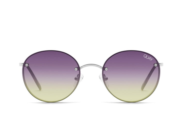 QUAY - Farrah Sunglasses with Silver/Purple Yellow Lens
