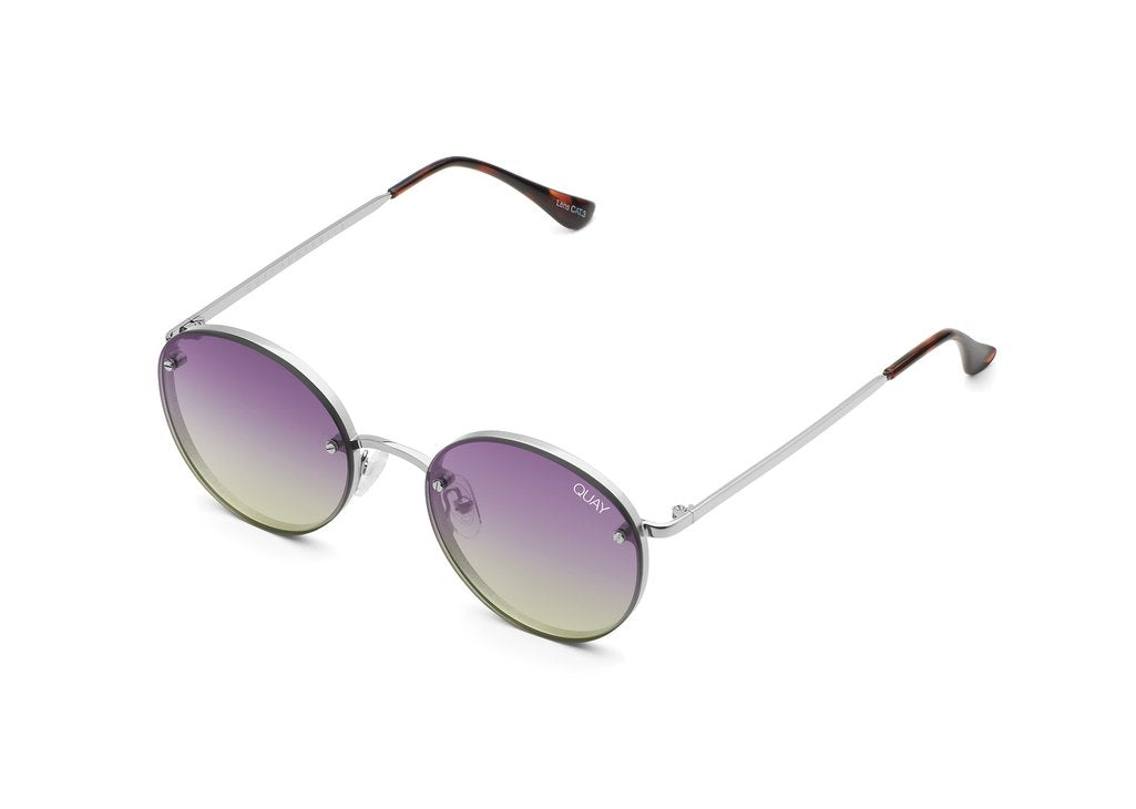QUAY - Farrah Sunglasses with Silver/Purple Yellow Lens