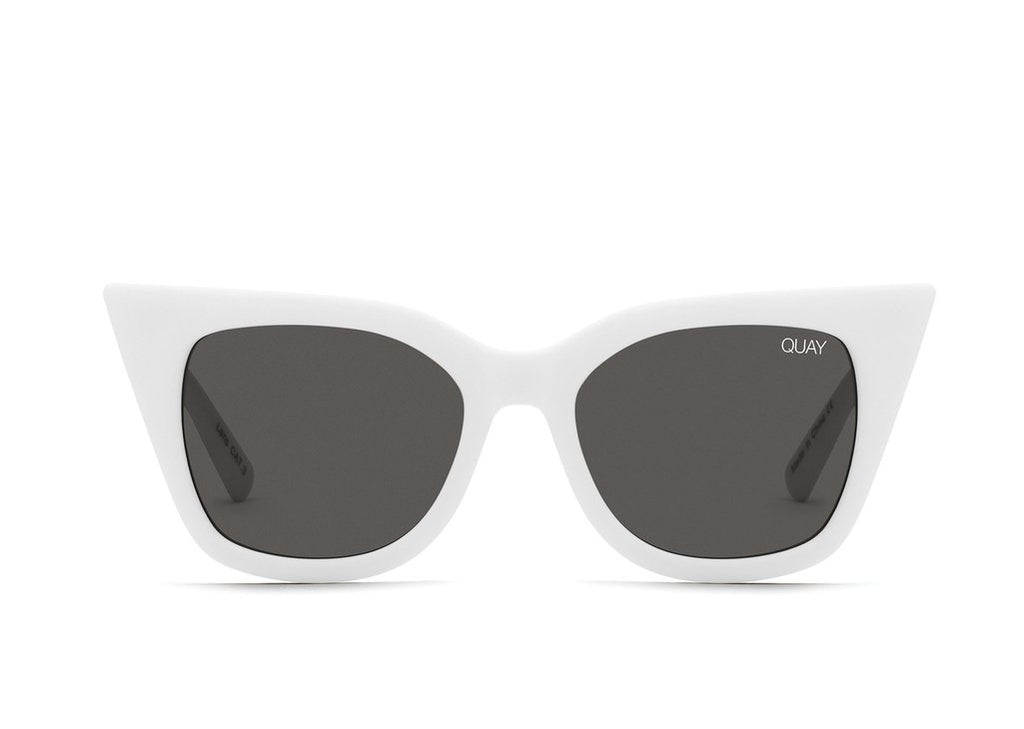 QUAY Harper Sunglasses Matte White Smoke Lens Blond Genius