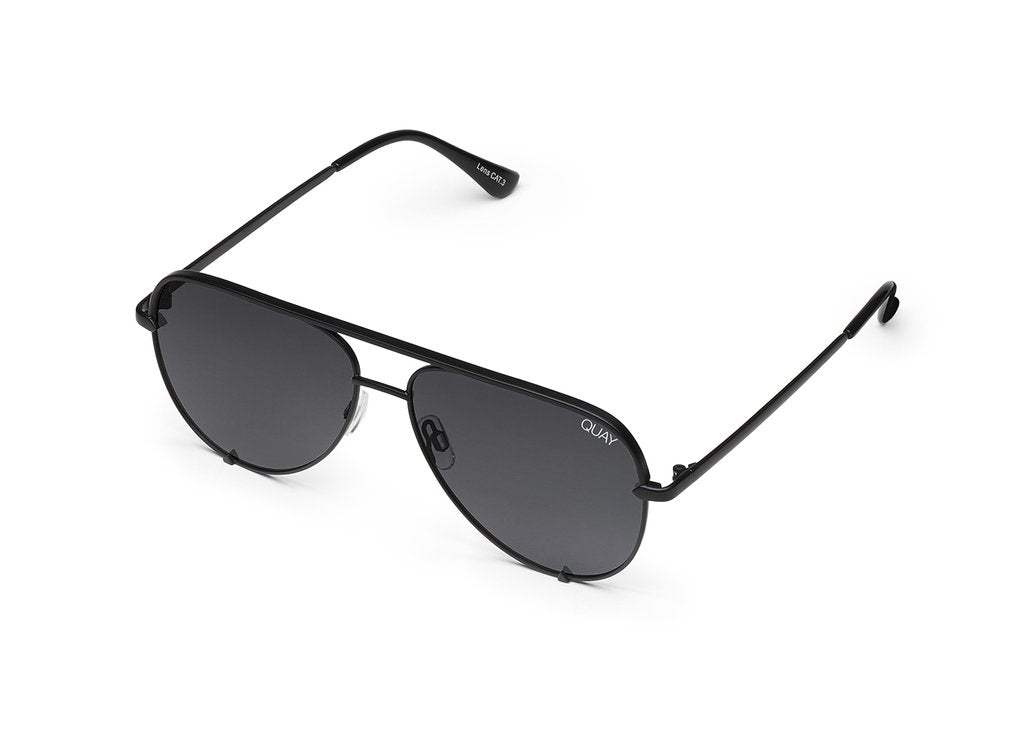 QUAY - High Key Sunglasses in Black/Smoke Lens