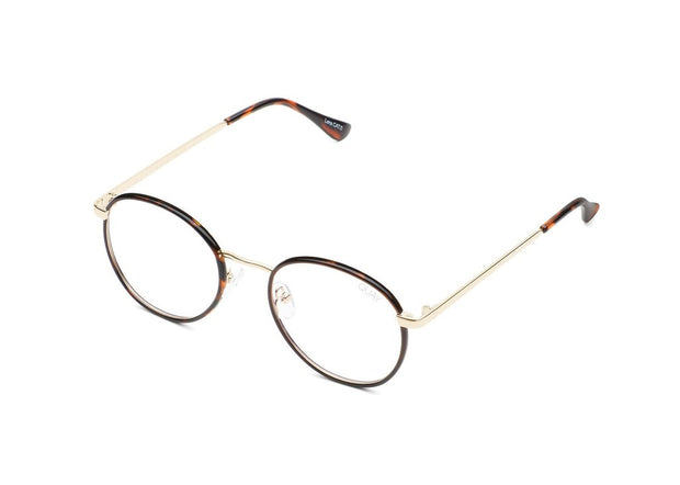 QUAY - Omen Blue Light Glasses in Milky Tort/Blue Mirror