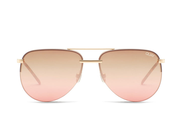 QUAY - The Playa Sunglasses in Gold/Pink Mirror