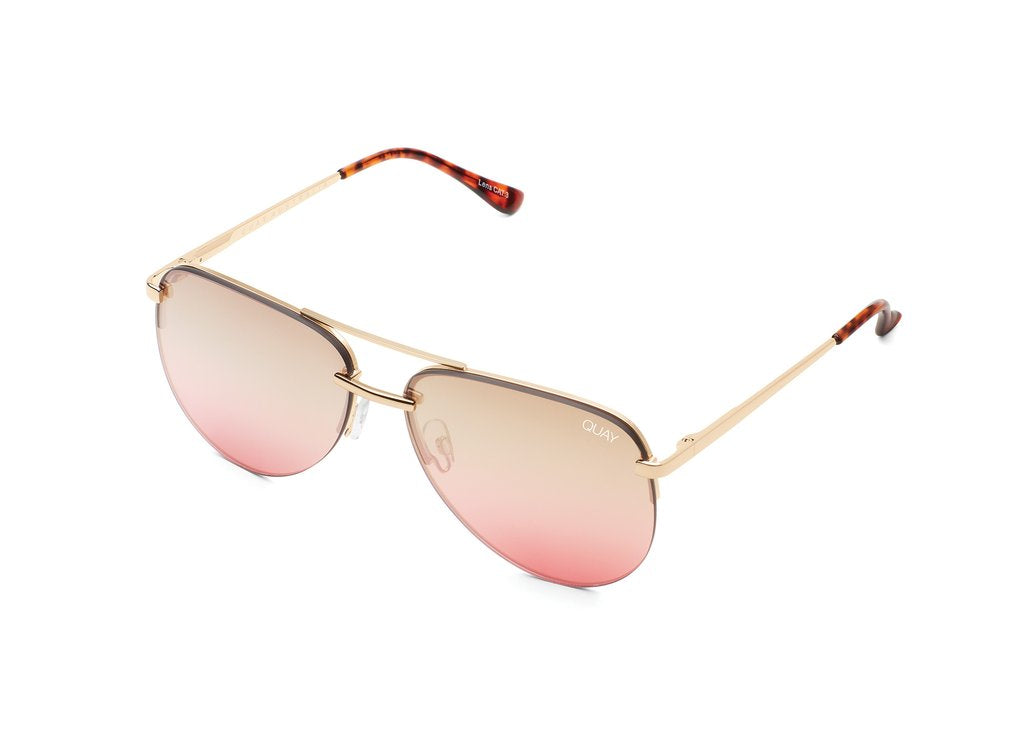 QUAY - The Playa Sunglasses in Gold/Pink Mirror