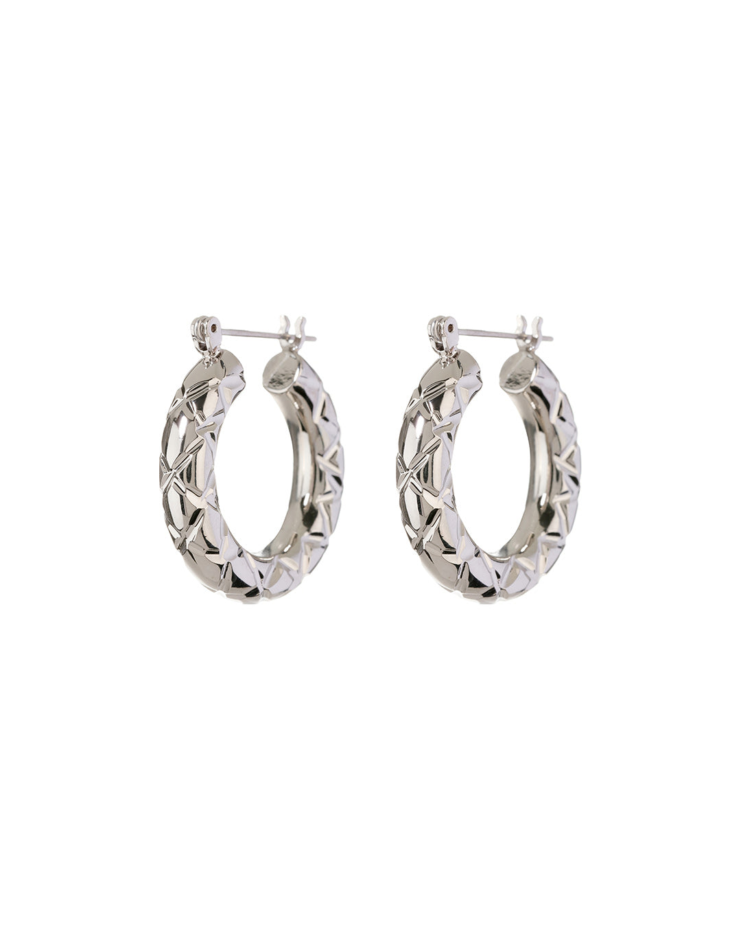 LUV AJ - Quilted Baby Amalfi Hoops in Silver