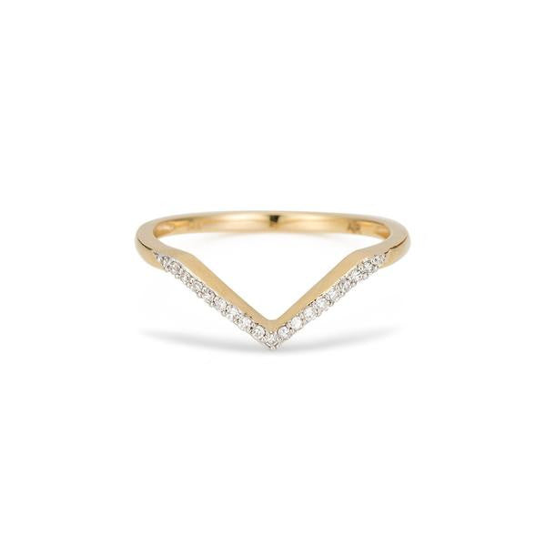 Adina - Pave V Ring Yellow Gold 14K