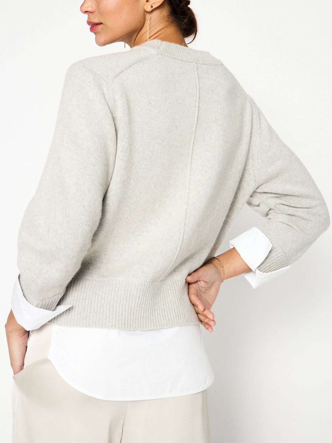 Brochu Walker - Raya Ruched Crew Looker in Oyster Grey Melange