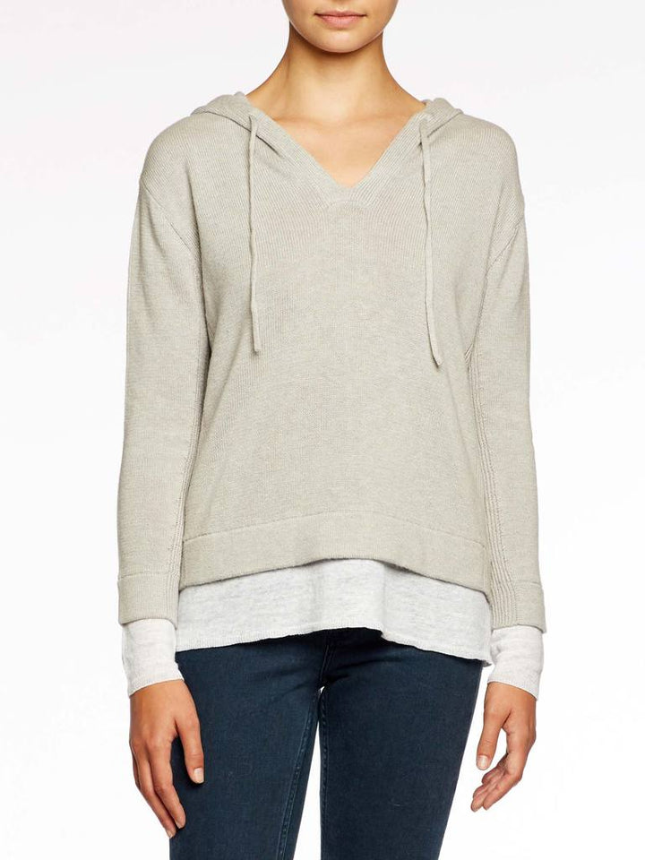 BROCHU WALKER - Ressie Hoodie in Salt Grey Melange with white