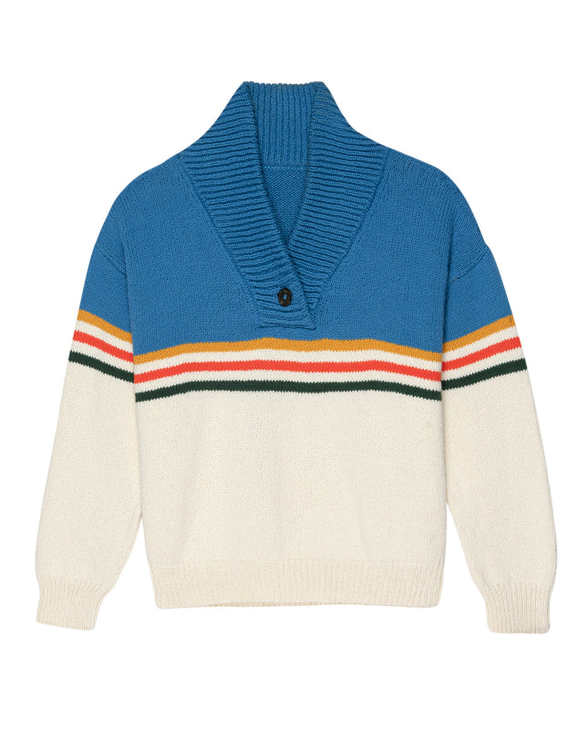 The Great - The Henley Pullover In Sea Blue Stripe