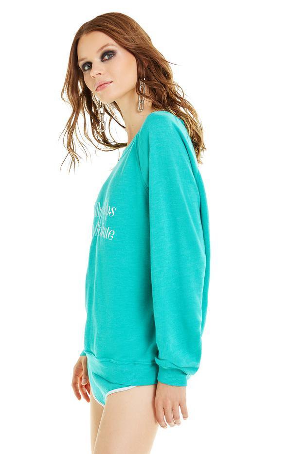 WILD FOX - Sommers Sweater "Vodka Helps Me Meditate" in Emerald Green