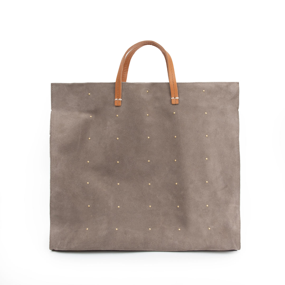 Clare V. - Simple Tote in Dark Grey Suede with Petit Studs