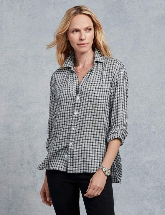 Frank & Eileen - Women's Long Sleeve Button Down in Small Black/White Plaid