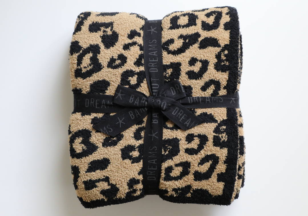 Barefoot Dreams - Cozychic Barefoot in the Wild Adult Throw in Camel/Black Leopard