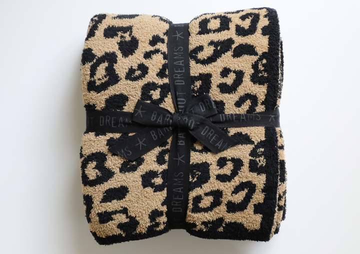 Barefoot Dreams - Cozychic Barefoot in the Wild Adult Throw in Camel/Black Leopard