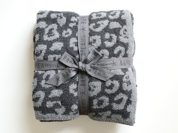 Barefoot Dreams - CozyChic Barefoot in the Wild Adult Throw in Graphite/Carbon Leopard