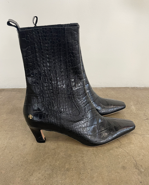 Anine Bing - Nolan Boots in Black Croco