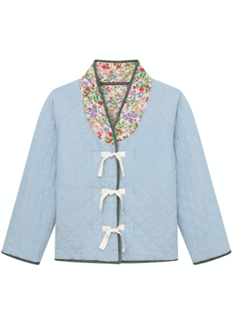 The Great - The Reversible Toggle Jacket in Cream Fresh Water Floral