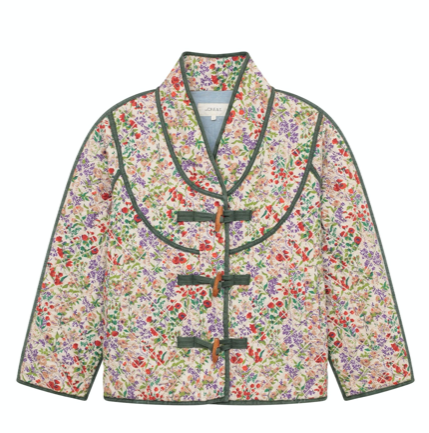The Great - The Reversible Toggle Jacket in Cream Fresh Water Floral
