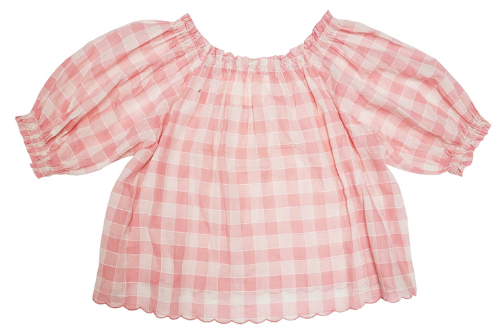 The Great - The Garland Top in Pink with Cream Gingham