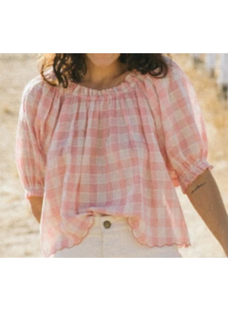 The Great - The Garland Top in Pink with Cream Gingham