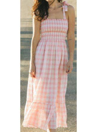 The Great - The Lagoon Dress in Pink with Cream Gingham