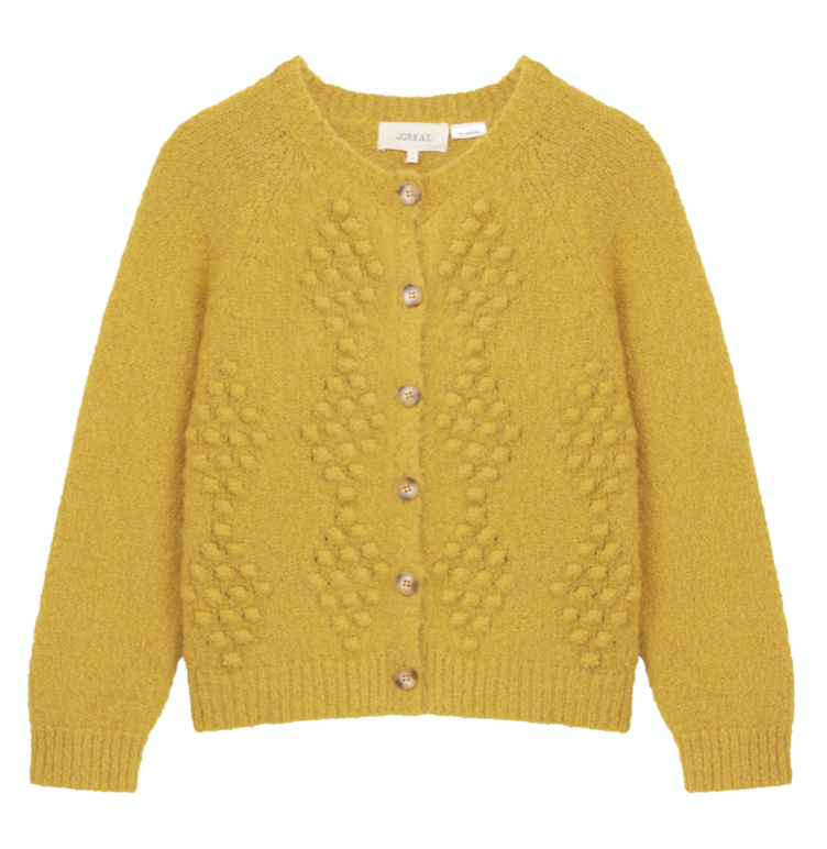 The Great - The Diamond Bobble Cardigan in Bright Daisy