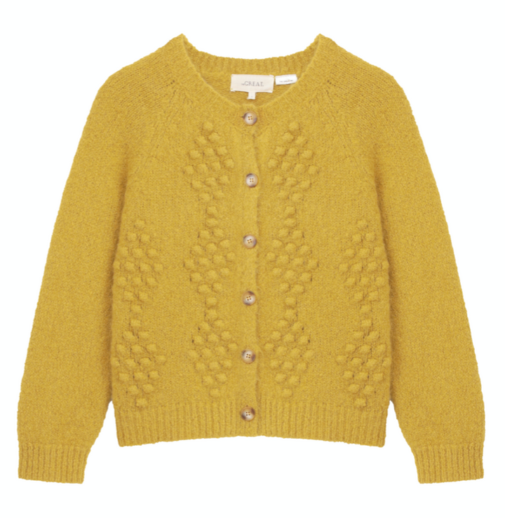 The Great - The Diamond Bobble Cardigan in Bright Daisy