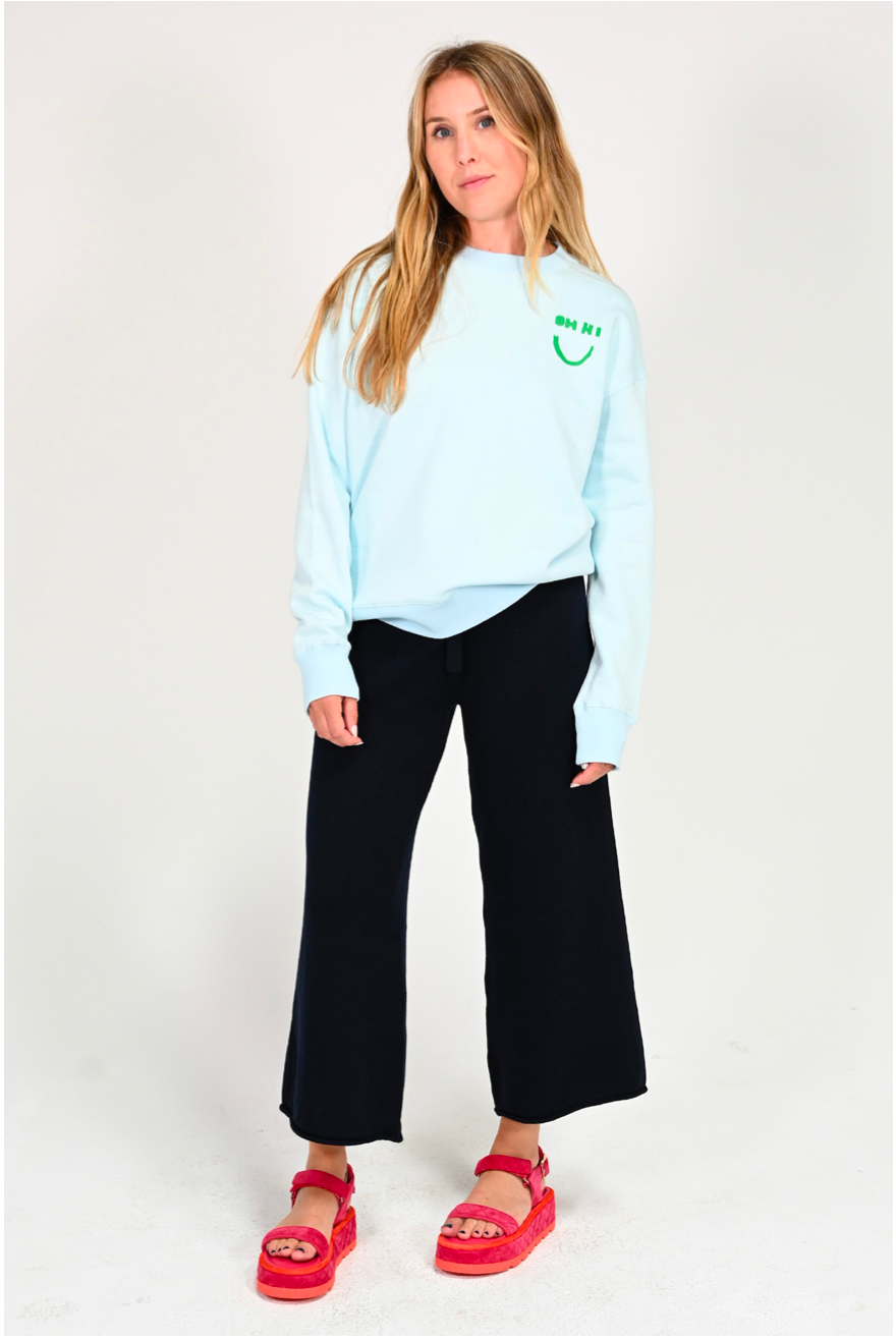 Kerri Rosenthal - Boyfriend Sweatshirt in Oh Hi Smiley Saltwater