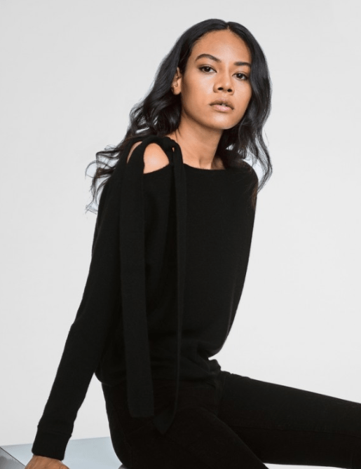 White + Warren - Asymmetrical Shoulder Sweater