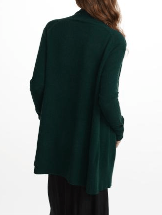 White + Warren - Cuffed Sleeve Cardigan Dark Cedar Heather