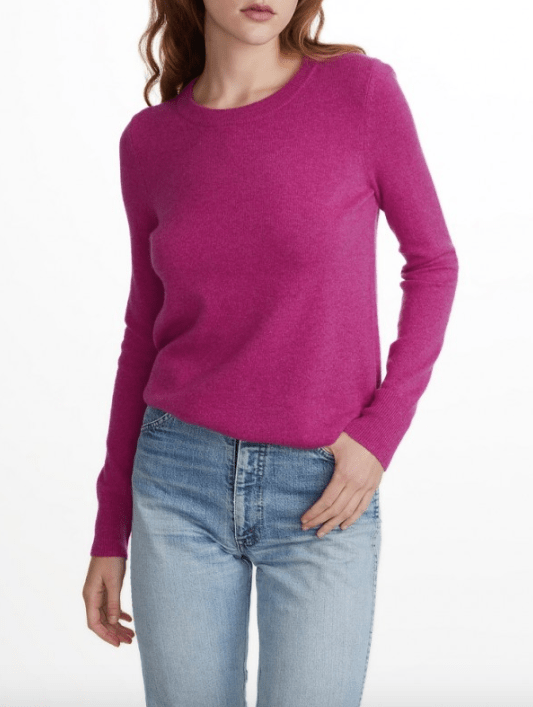White + Warren - Essential Crewneck Bright Fuchsia Heather