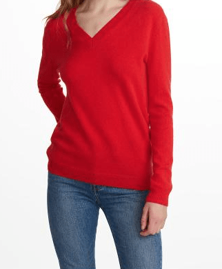 White + Warren - Essential V Neck Holly Red Heather
