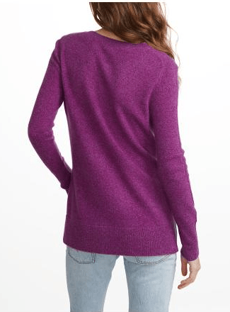 White + Warren - Pointelle Sleeve Crewneck Boysenberry Marl