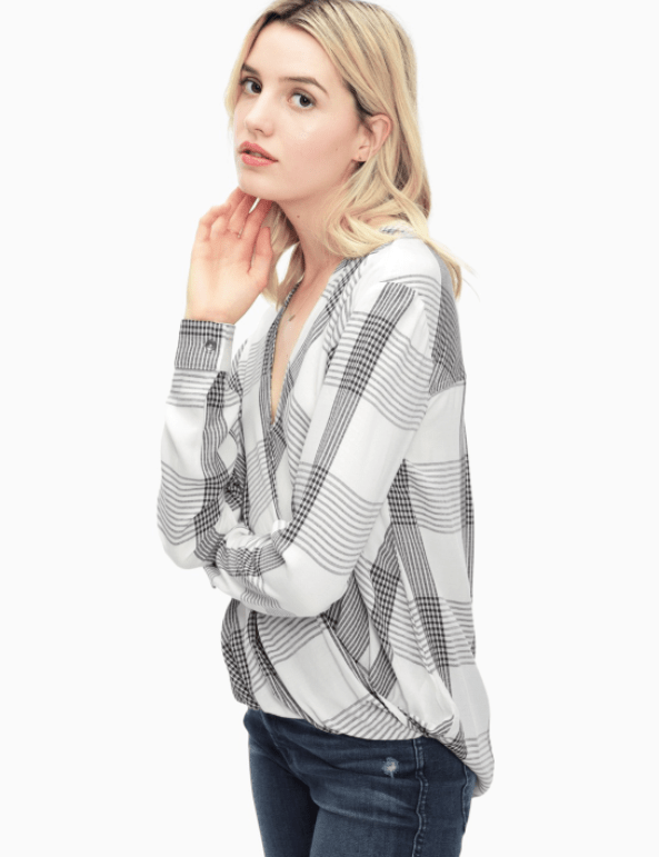 Splendid - Murray Plaid Surplice Top