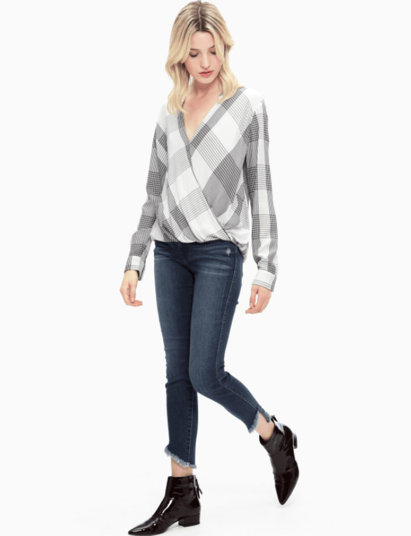Splendid - Murray Plaid Surplice Top